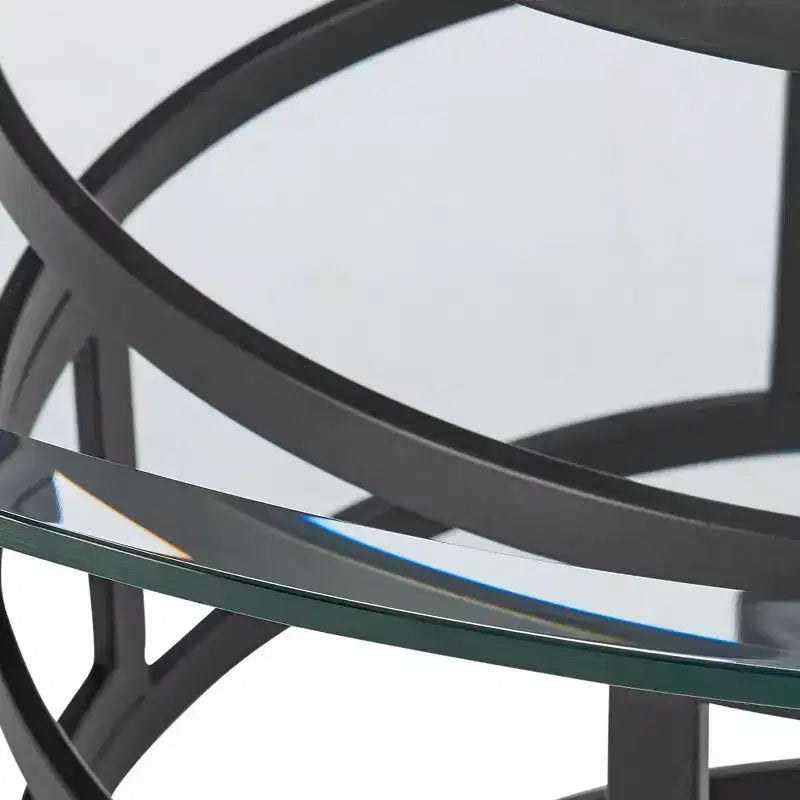 Round Glass Dining Table with Metal Base