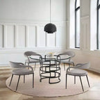 Round Glass Dining Table with Metal Base