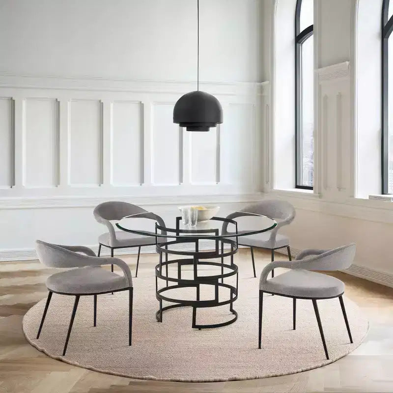 Round Glass Dining Table with Metal Base