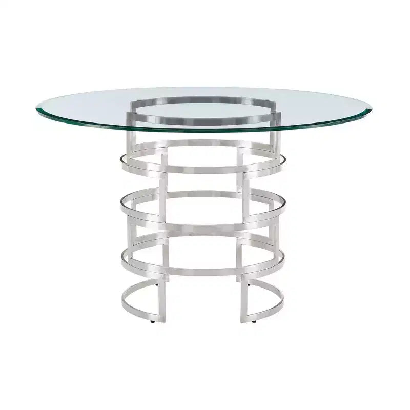 Round Glass Dining Table with Metal Base