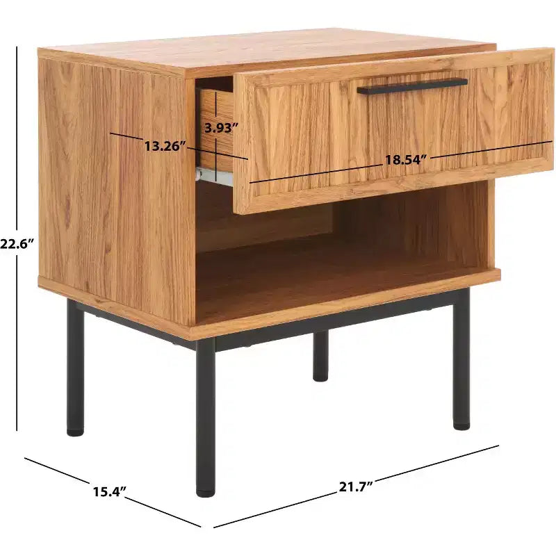 1 Drawer Nightstand with Open Shelf