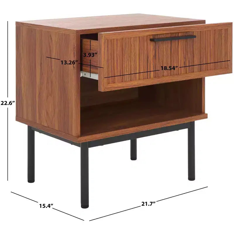 1 Drawer Nightstand with Open Shelf