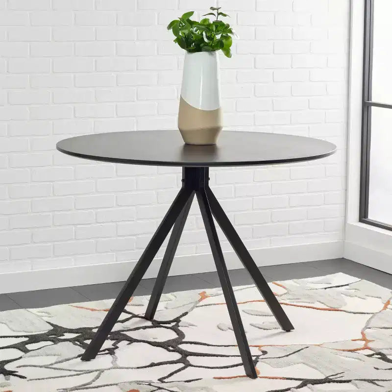 Round Black Dining Table for 2 - Modern Bistro Style