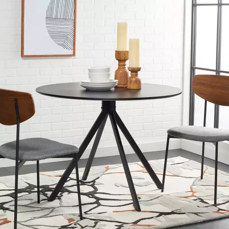 Round Black Dining Table for 2 - Modern Bistro Style