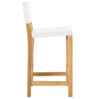 Teak & Leather Counter Stool with Low Back