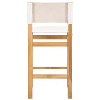 Teak & Leather Counter Stool with Low Back