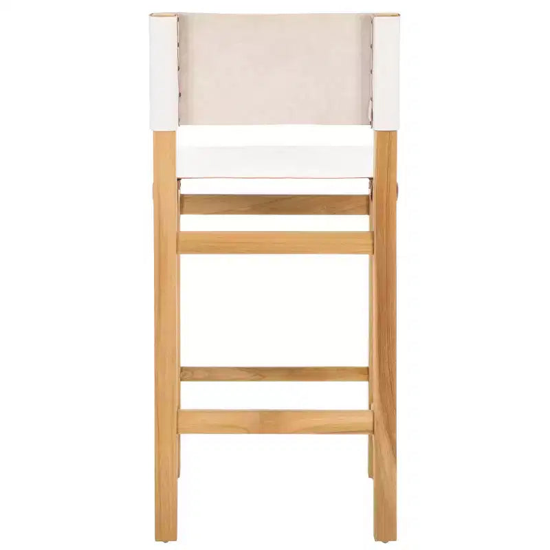 Teak & Leather Counter Stool with Low Back