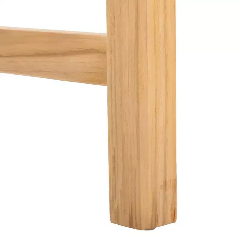 Teak & Leather Counter Stool with Low Back