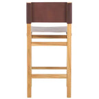 Teak & Leather Counter Stool with Low Back