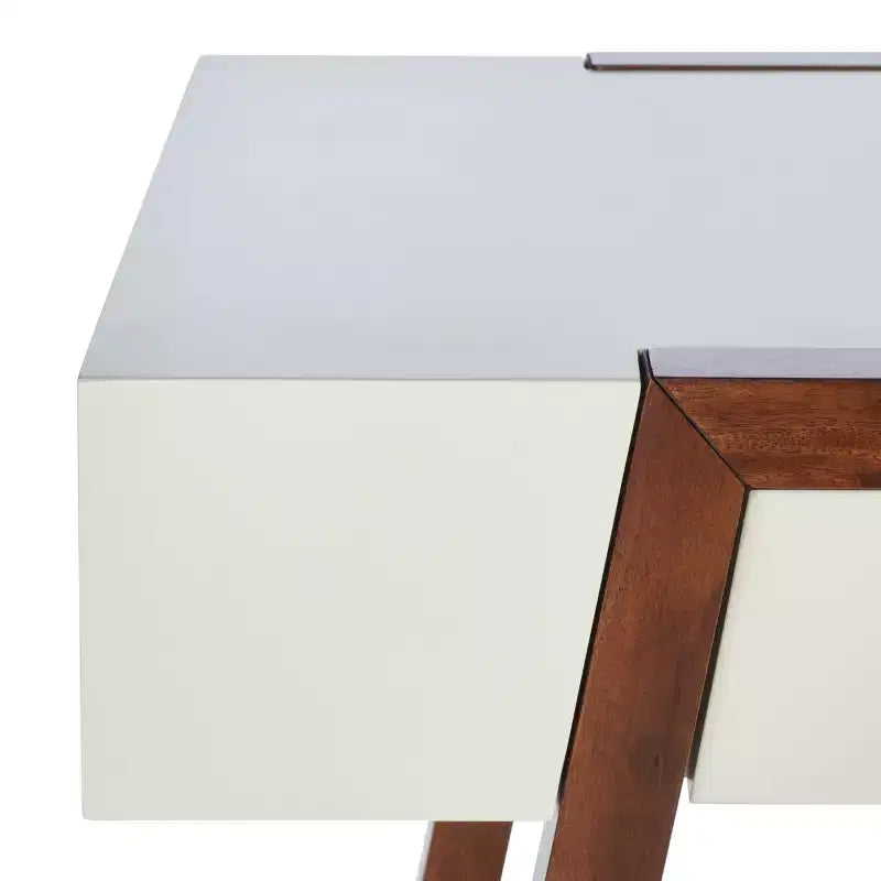 Writing Desk with Drawer – White Top & Brown Frame