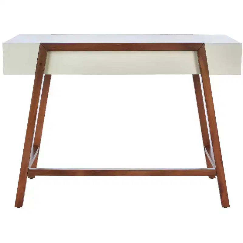 Writing Desk with Drawer – White Top & Brown Frame