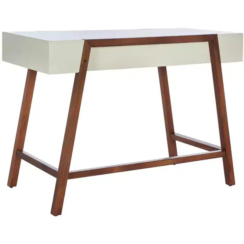 Writing Desk with Drawer – White Top & Brown Frame