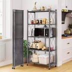 5-Shelf Foldable Metal Storage Shelving Unit Collapsible Wire Rack Organizer for Garage Kitchen Pantry 63 Inch