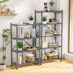 5-Shelf Foldable Metal Storage Shelving Unit Collapsible Wire Rack Organizer for Garage Kitchen Pantry 63 Inch