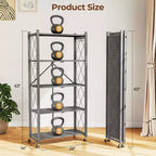 5-Shelf Foldable Metal Storage Shelving Unit Collapsible Wire Rack Organizer for Garage Kitchen Pantry 63 Inch