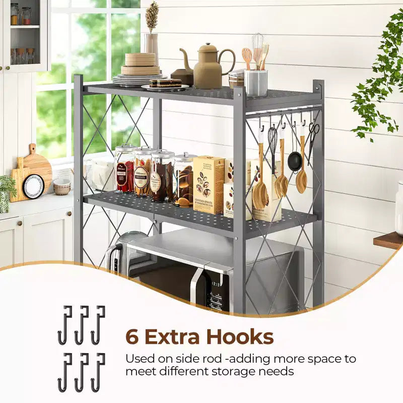 5-Shelf Foldable Metal Storage Shelving Unit Collapsible Wire Rack Organizer for Garage Kitchen Pantry 63 Inch