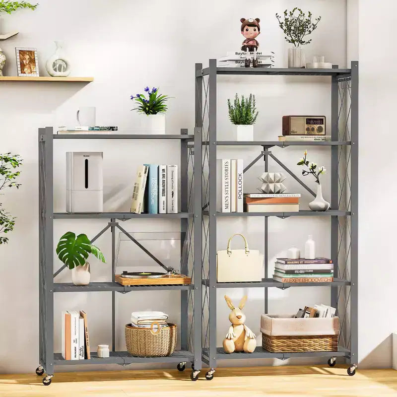 5-Shelf Foldable Metal Storage Shelving Unit Collapsible Wire Rack Organizer for Garage Kitchen Pantry 63 Inch