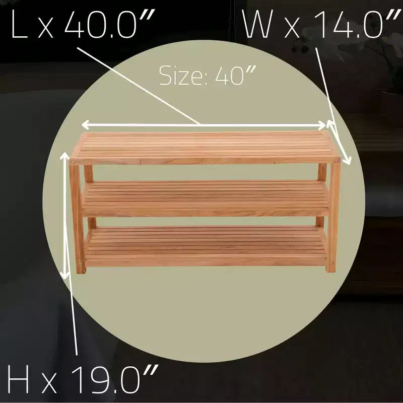 Solid Wood Shower Bench with Storage Shelf