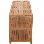 Solid Wood Shower Bench with Storage Shelf