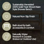 Solid Wood Shower Bench with Storage Shelf