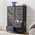 10-Drawer Vertical Dresser with Steel Frame – 31.4" Wide Fabric Storage Chest