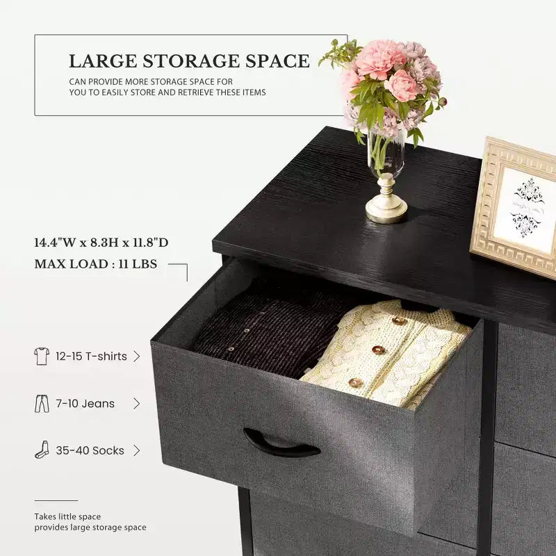 10-Drawer Vertical Dresser with Steel Frame – 31.4" Wide Fabric Storage Chest