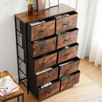 10-Drawer Vertical Dresser with Steel Frame – 31.4" Wide Fabric Storage Chest
