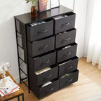 10-Drawer Vertical Dresser with Steel Frame – 31.4" Wide Fabric Storage Chest