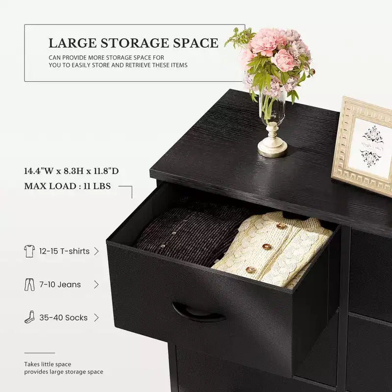 10-Drawer Vertical Dresser with Steel Frame – 31.4" Wide Fabric Storage Chest