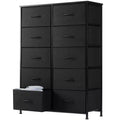JIONJOY 10-Drawer Vertical Dresser - 31.4 Wide Rustic Fabric Storage Chest for Bedroom/Nursery, Steel Frame
