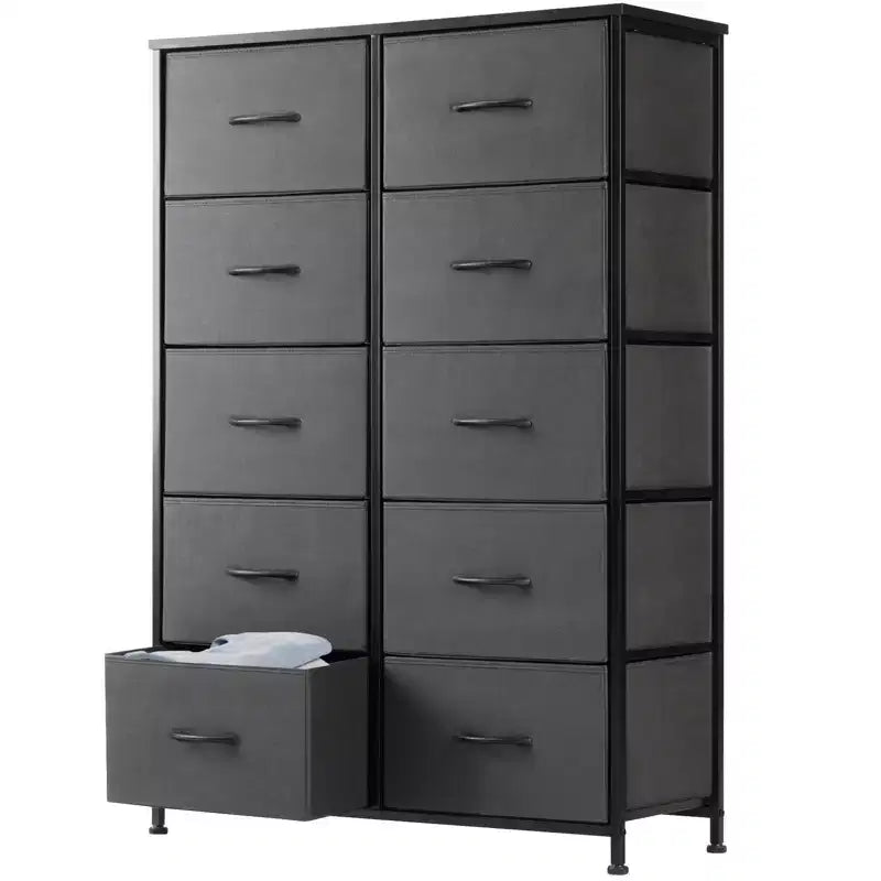 10-Drawer Vertical Dresser with Steel Frame – 31.4" Wide Fabric Storage Chest