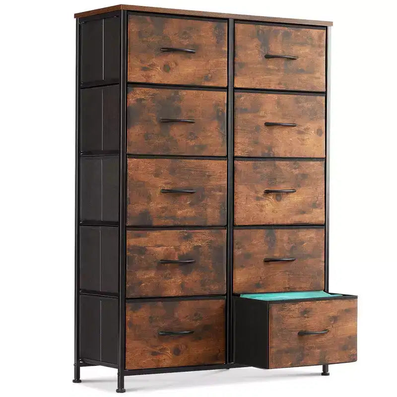 10-Drawer Vertical Dresser with Steel Frame – 31.4" Wide Fabric Storage Chest