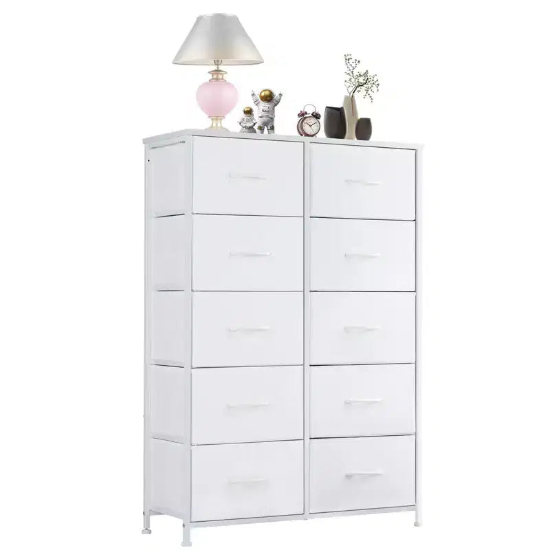 10-Drawer Vertical Dresser with Steel Frame – 31.4" Wide Fabric Storage Chest