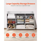 9-Drawer Fabric Dresser with LED Lights and Built-In Power Outlet