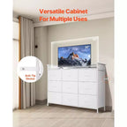 9-Drawer Fabric Dresser with LED Lights and Built-In Power Outlet
