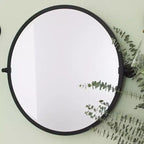 Round Tilting Beveled Wall Mirror with Metal Frame, 26 Inch