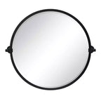 Round Tilting Beveled Wall Mirror with Metal Frame, 26 Inch