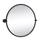 Round Tilting Beveled Wall Mirror with Metal Frame, 26 Inch
