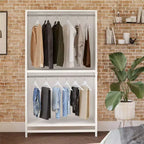 Extra Wide 2-Shelf Double Rod Closet Tower, Ivory Oak