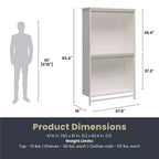 Extra Wide 2-Shelf Double Rod Closet Tower, Ivory Oak