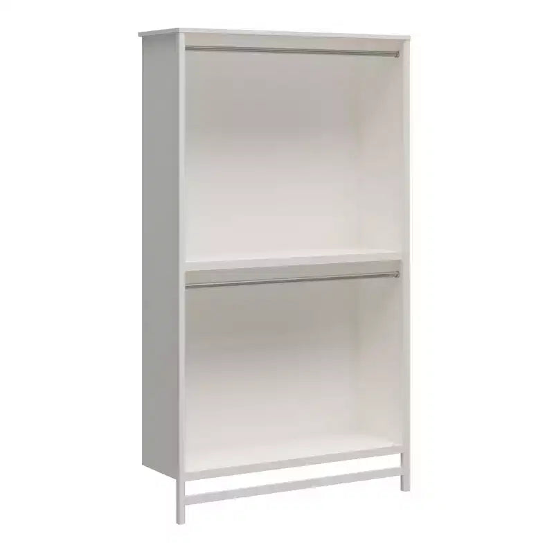 Extra Wide 2-Shelf Double Rod Closet Tower, Ivory Oak